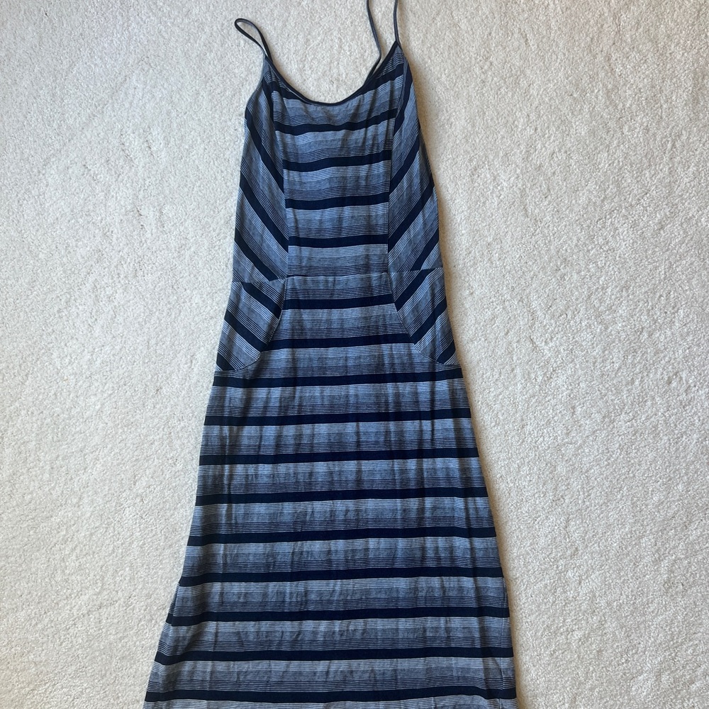 Free People Beach Striped Blue & Navy Sleeveless Strappy Midi Dress